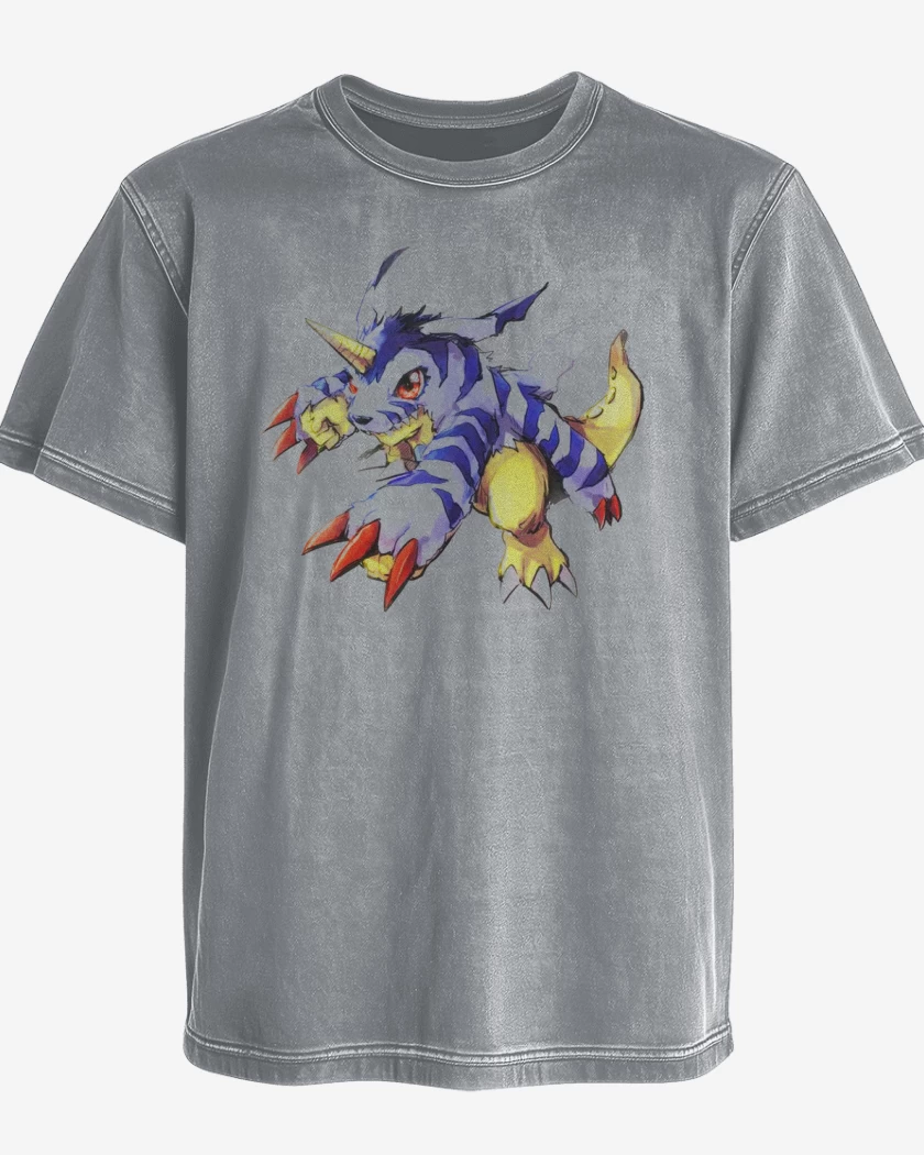 Polera desgastada Gris Melange de Gabumon 3