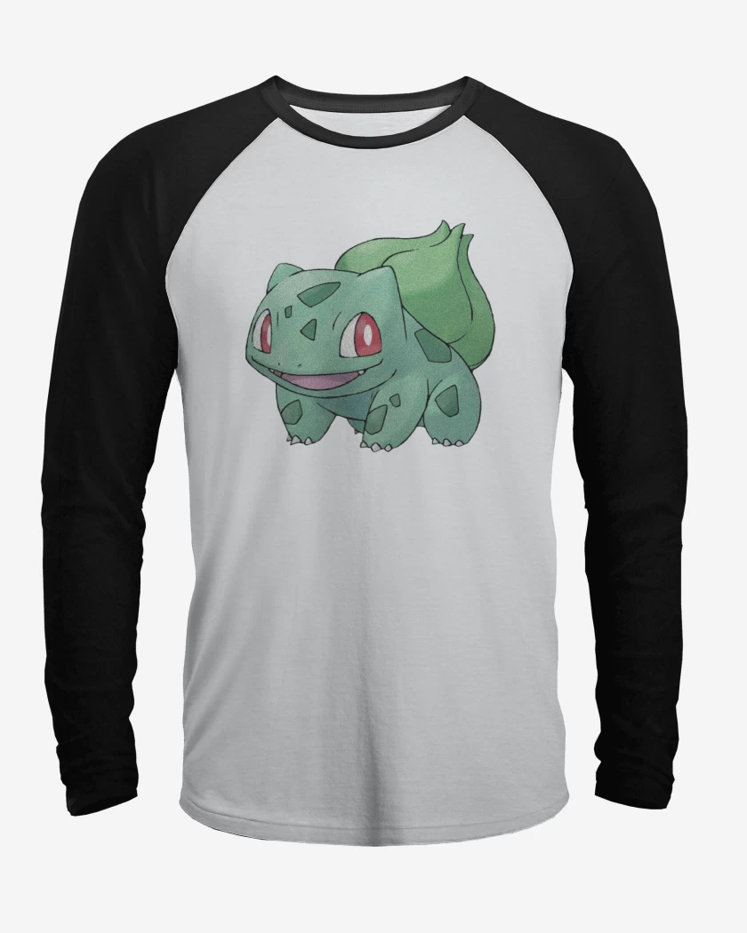 Polera Raglan Blanco / Negro de Bulbasaur