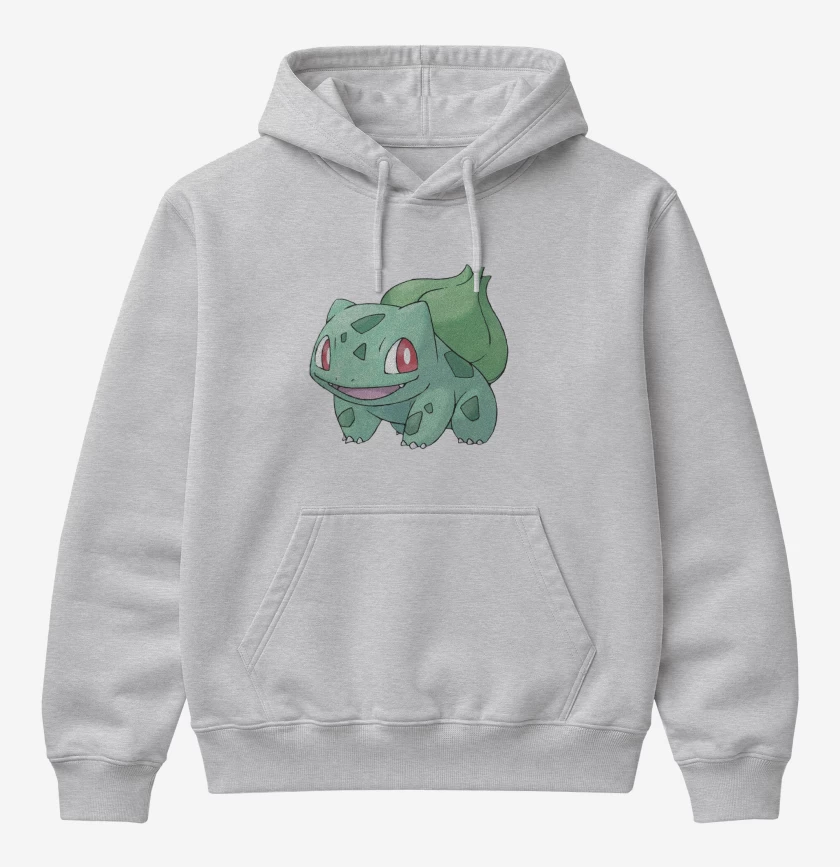 Poleron Canguro básico Gris Melange de Bulbasaur