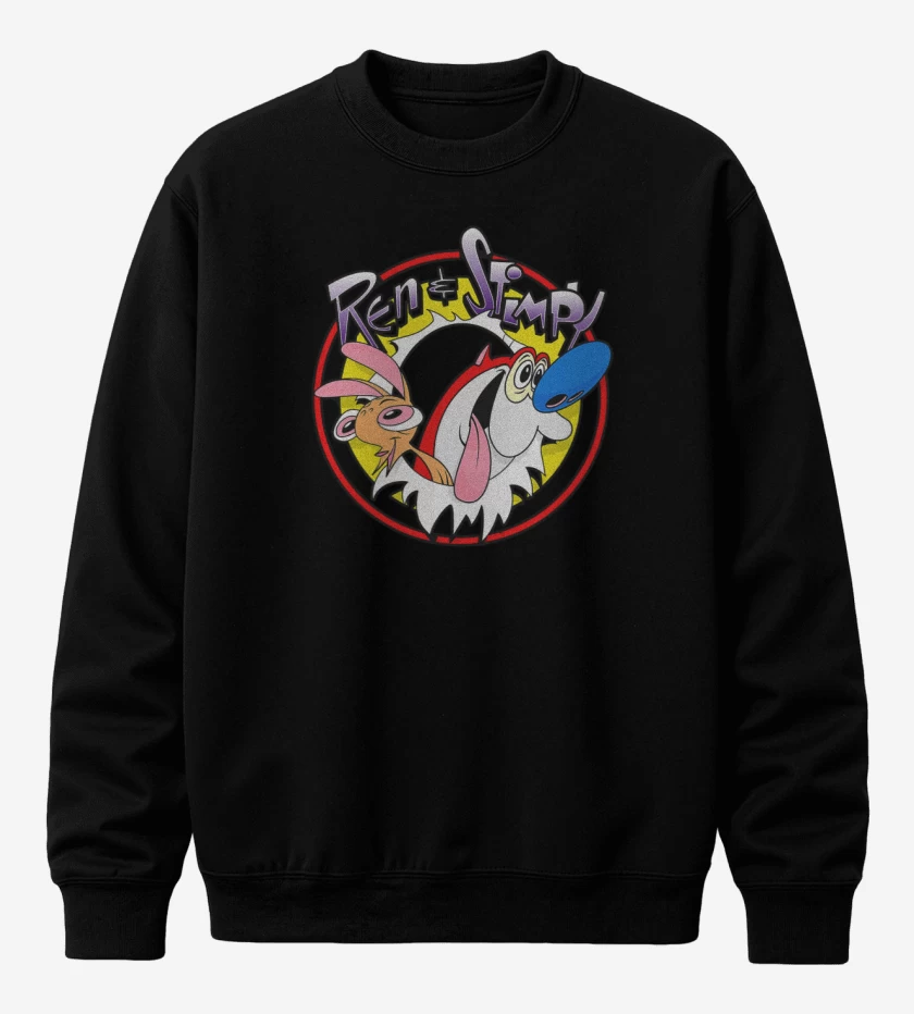 Poleron polo Negro de ren y stimpy