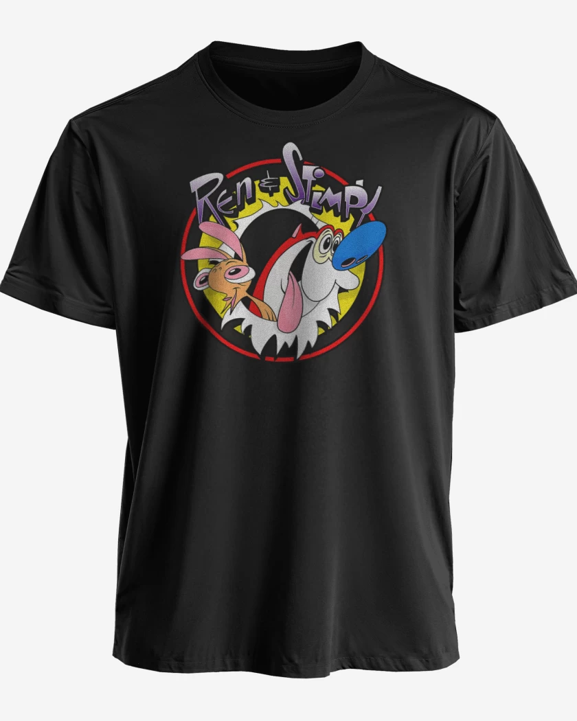 Polera premium Negro de ren y stimpy