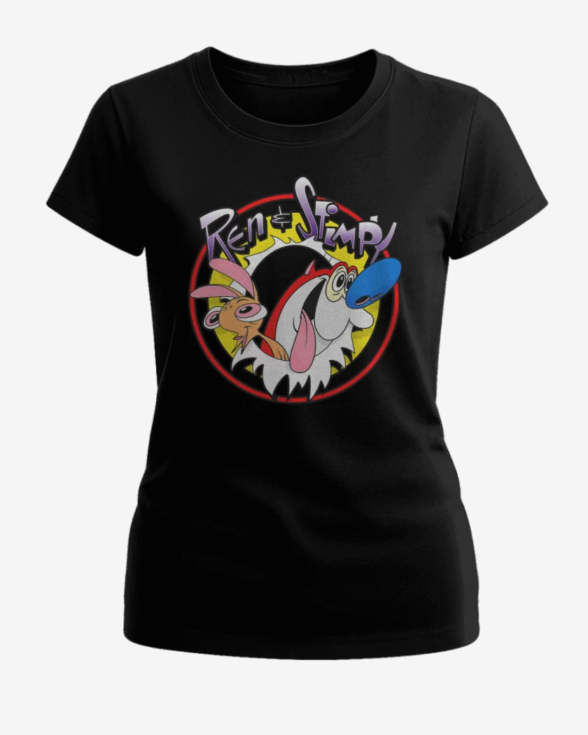 Polera de Mujer Negro de ren y stimpy