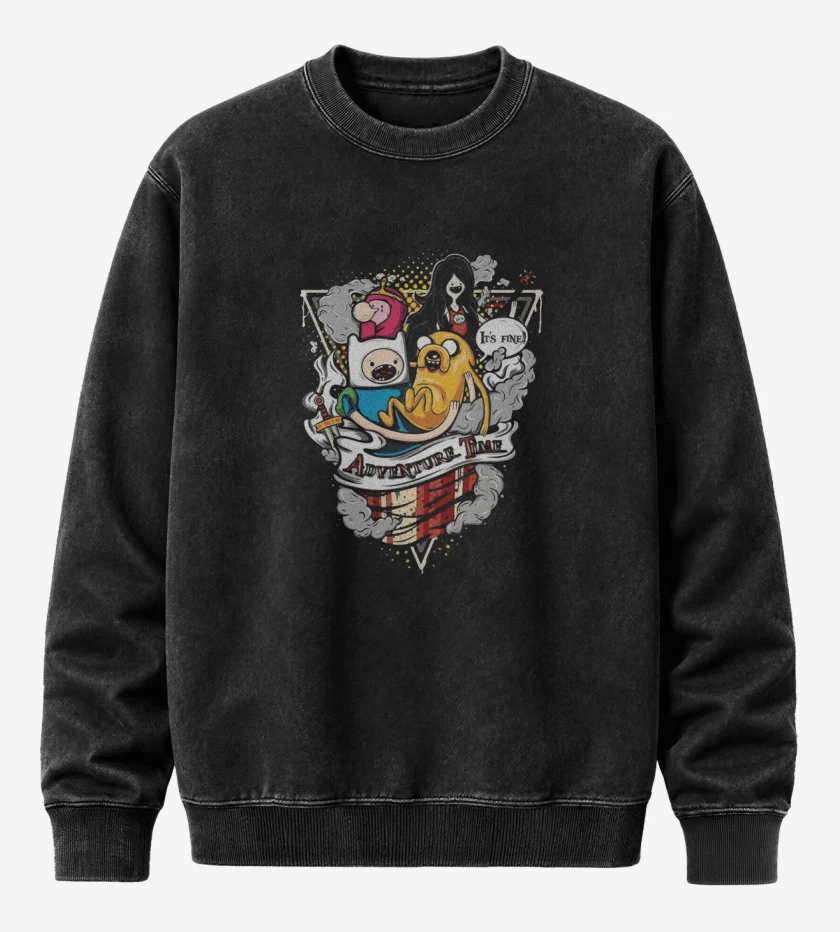 Poleron Polo Acid Wash Negro de Adventure time