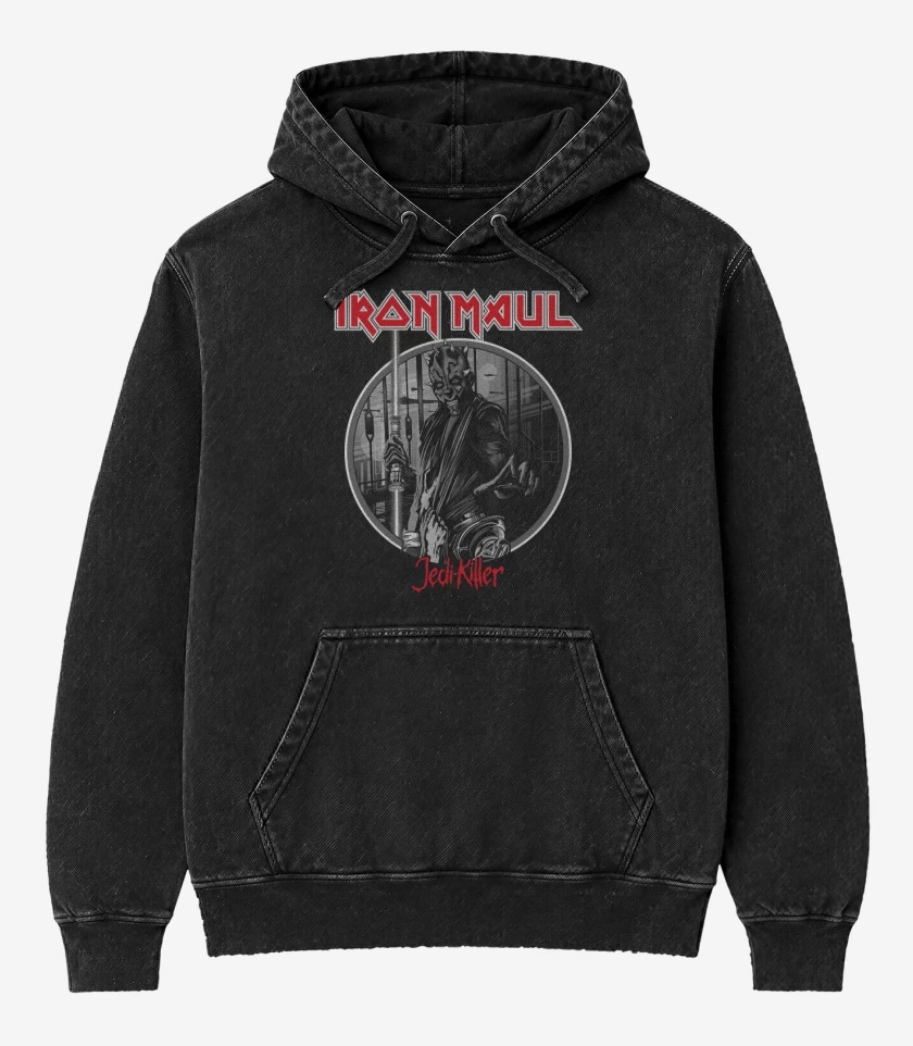 Poleron Canguro Acid Wash Negro de Jedi killer