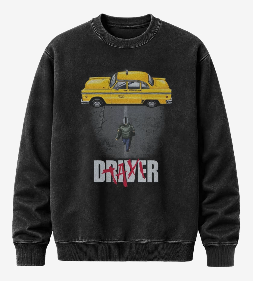 Poleron Polo Acid Wash Negro de Taxi driver 3