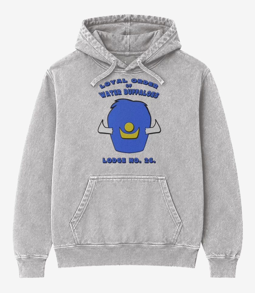 Poleron Canguro Acid Wash Gris Melange de Bufalos mojados
