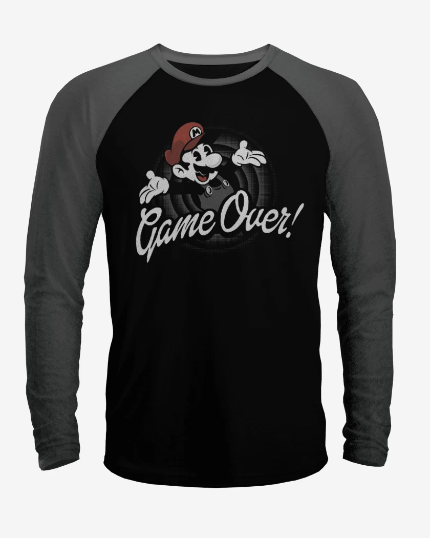 Polera Raglan Negro / Negro Heather de Super bigote over