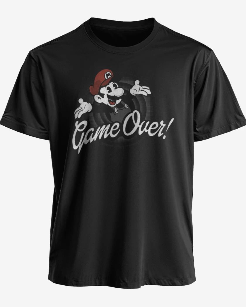 Polera premium Negro de Super bigote over