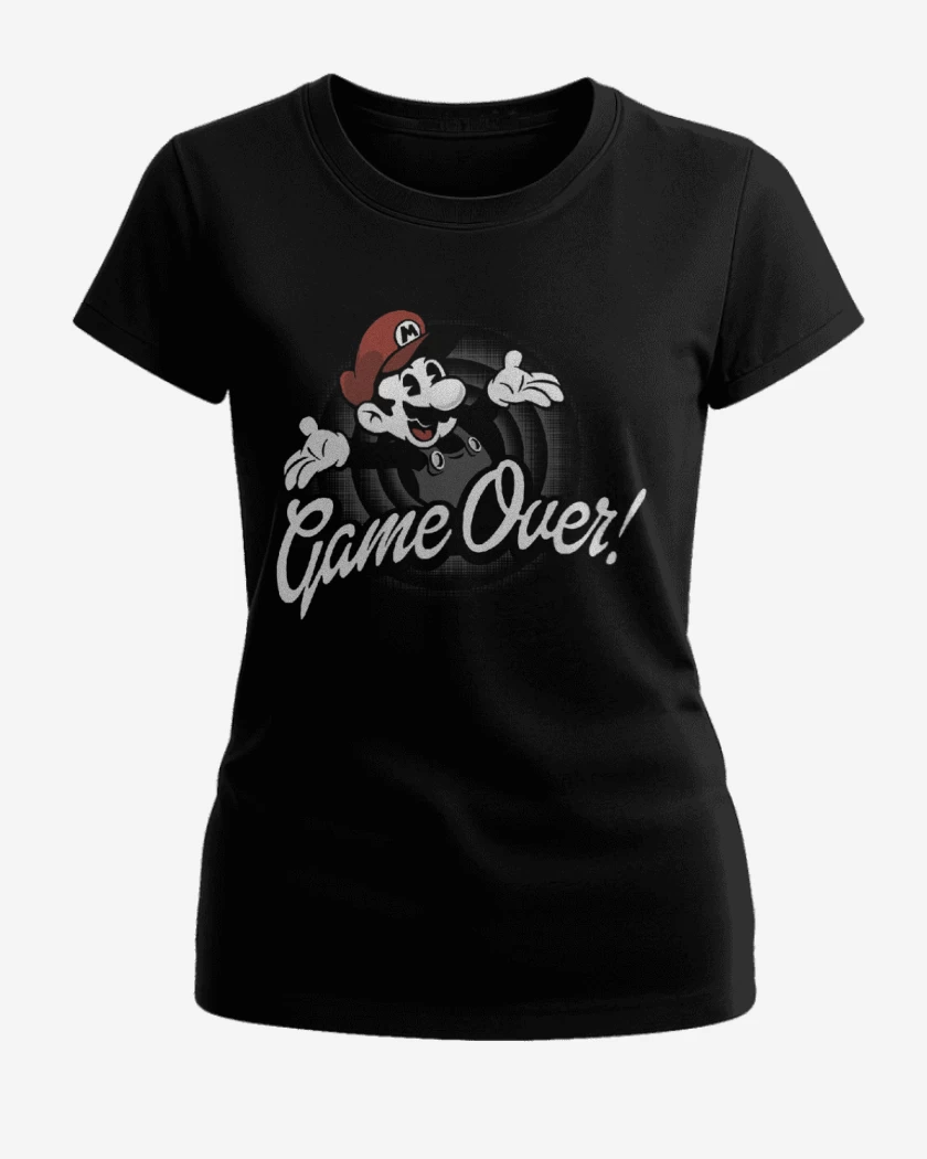 Polera de Mujer Negro de Super bigote over