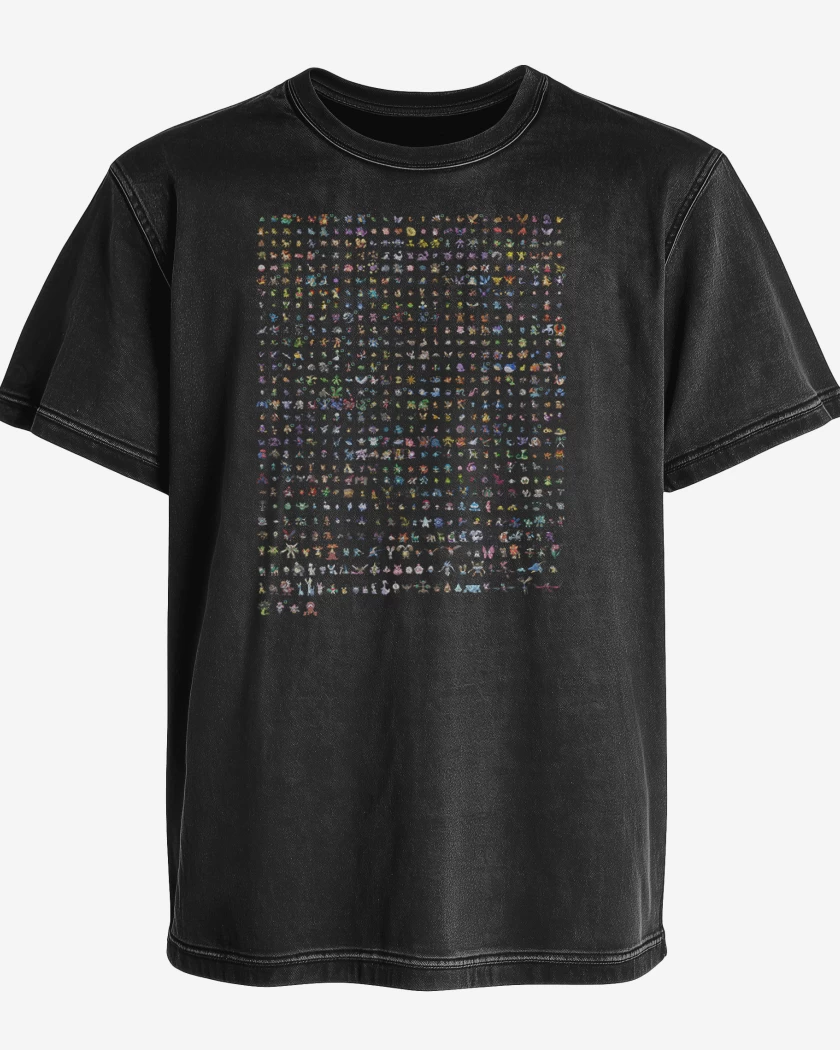 Polera desgastada Pokemones 8 bits full