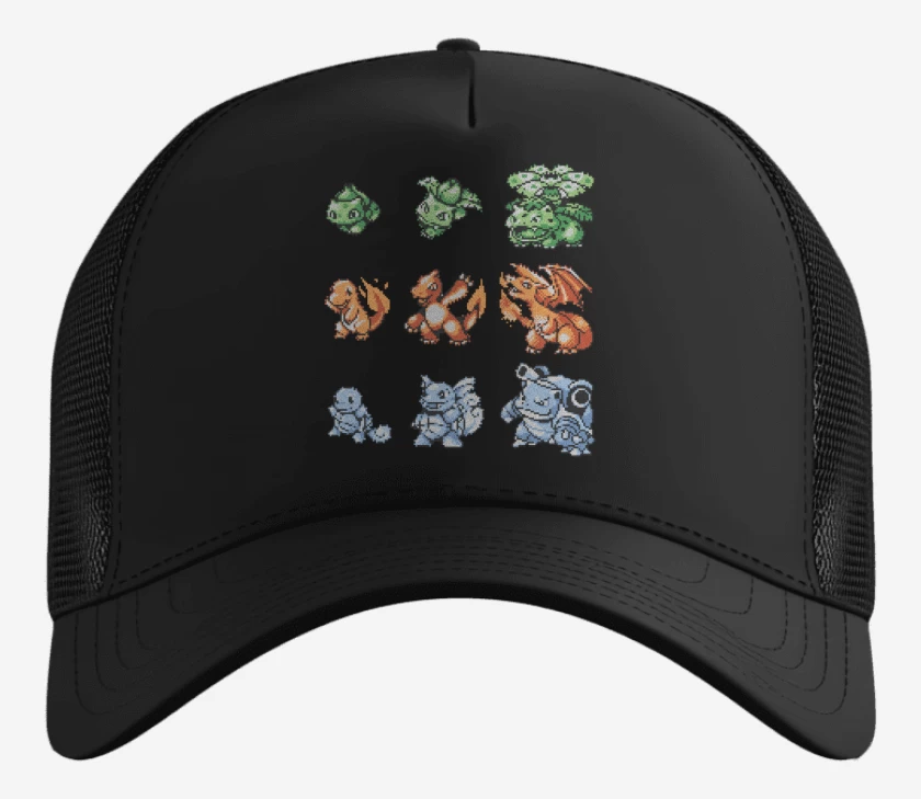 Gorro Negro de Pokemones 8 bits