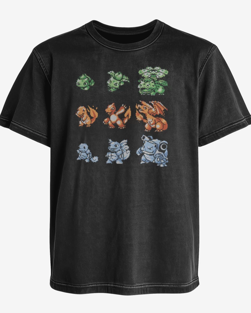 Polera desgastada Pokemones 8 bits
