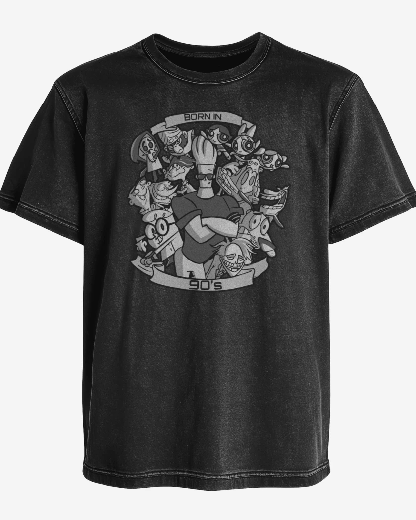 Polera desgastada Negro de Born in the 90