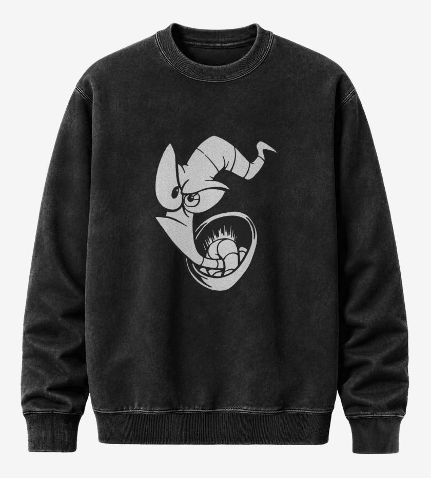 Poleron Polo Acid Wash Negro de earthworm jim