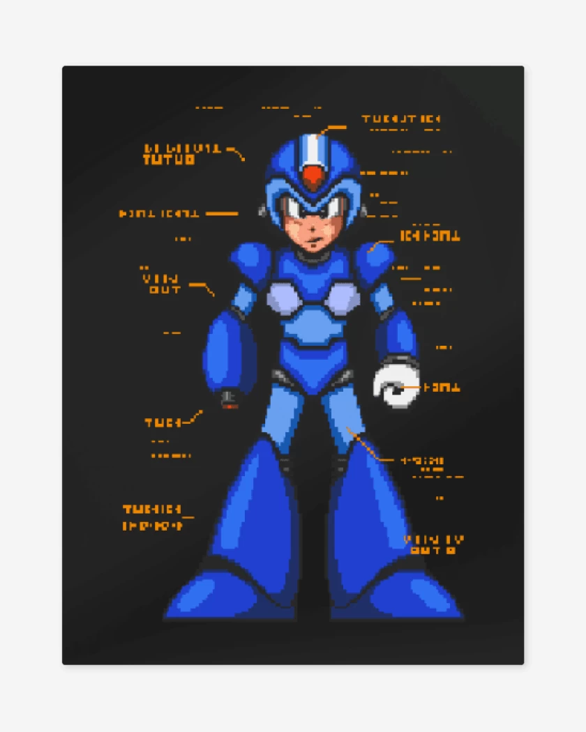Print metalico Negro de Megaman x intro