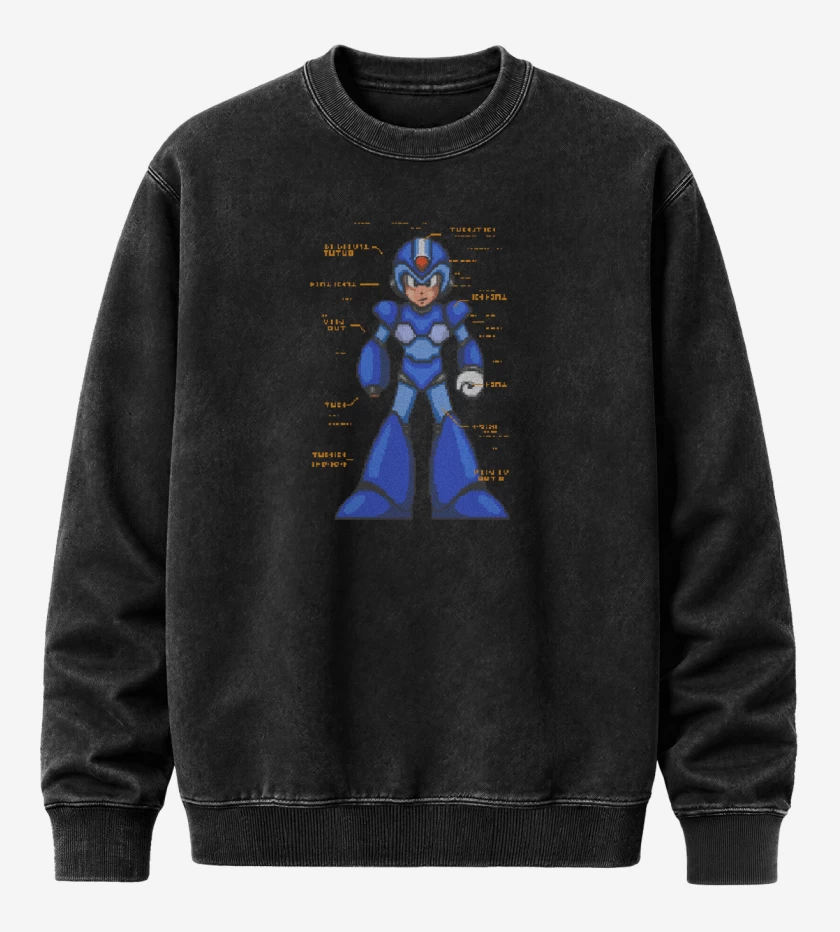 Poleron Polo Acid Wash Negro de Megaman x intro
