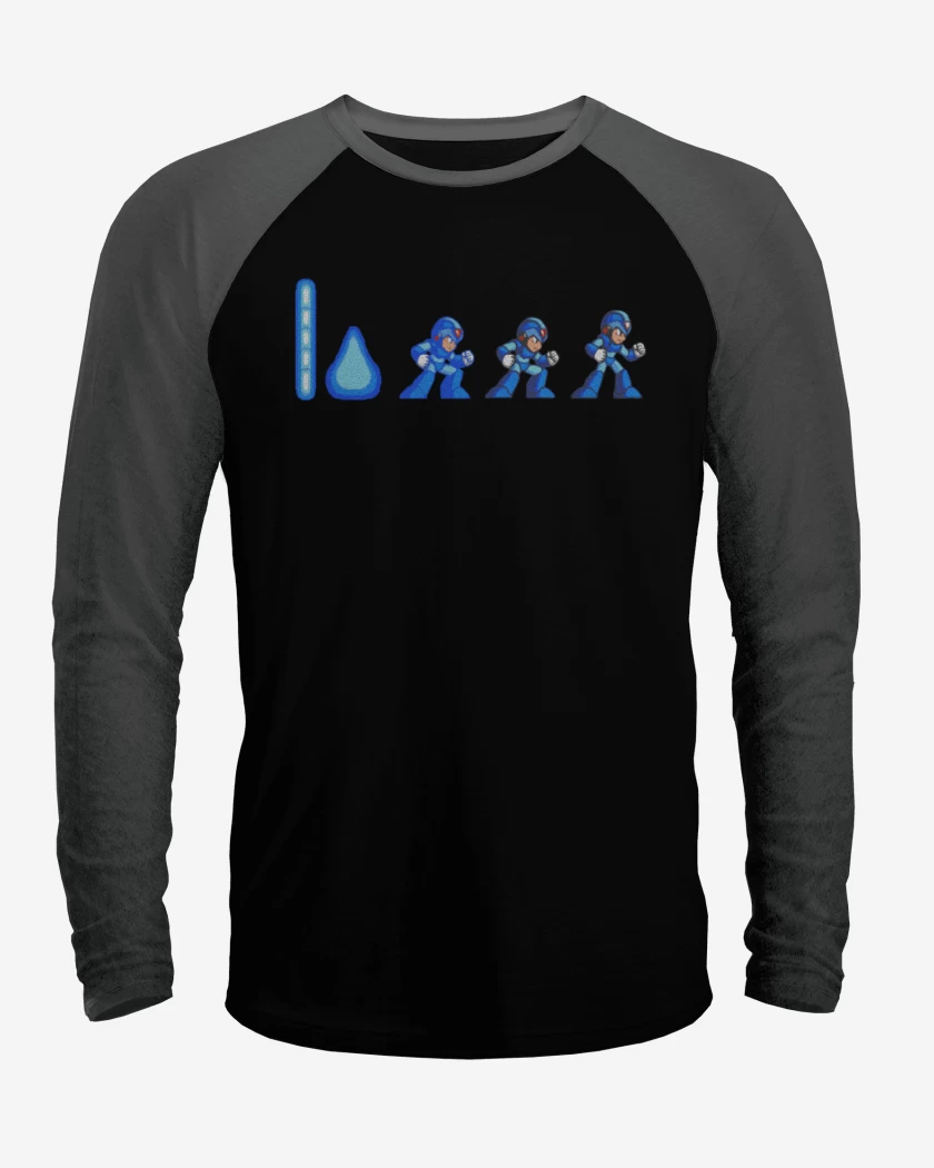 Polera Raglan Negro / Negro Heather de Megaman x inicio