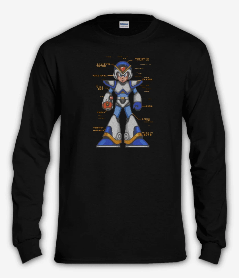 Polera manga larga Megaman x armadura frontal