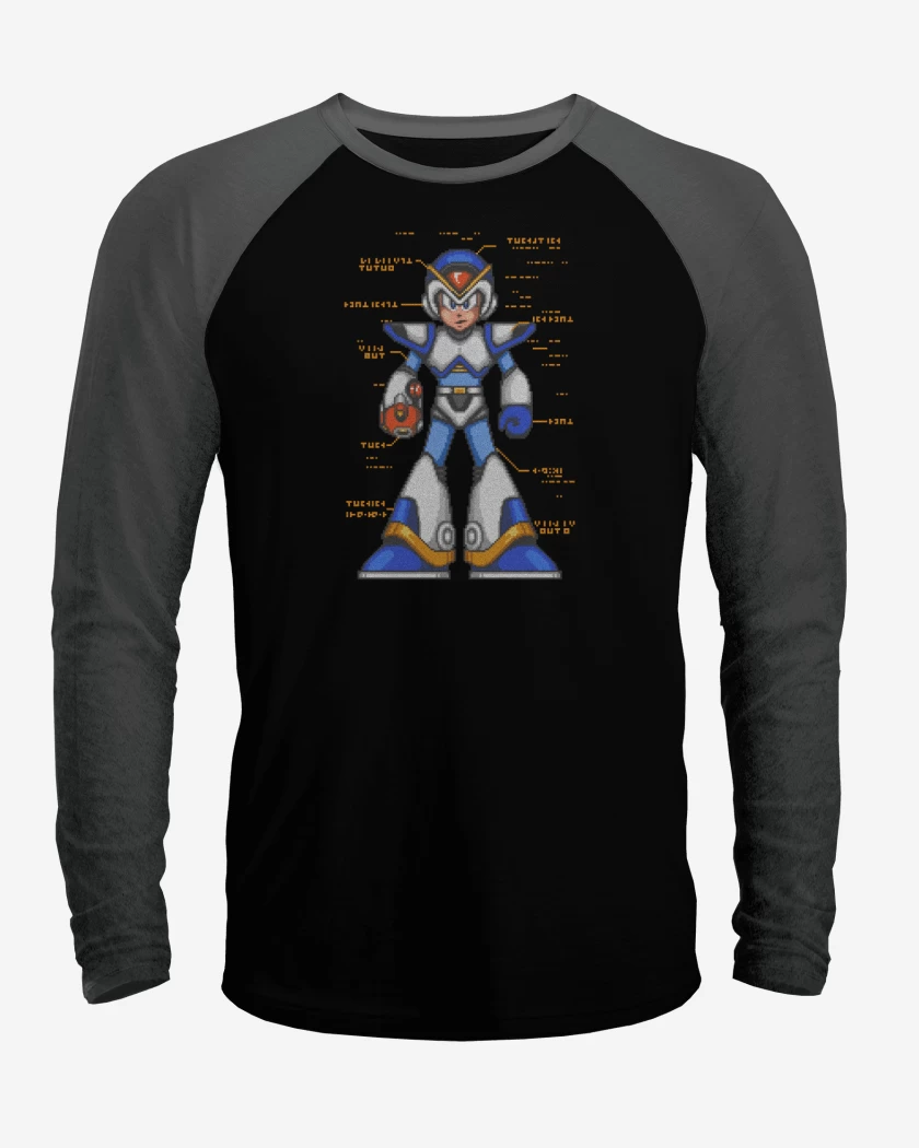 Polera Raglan Megaman x armadura frontal