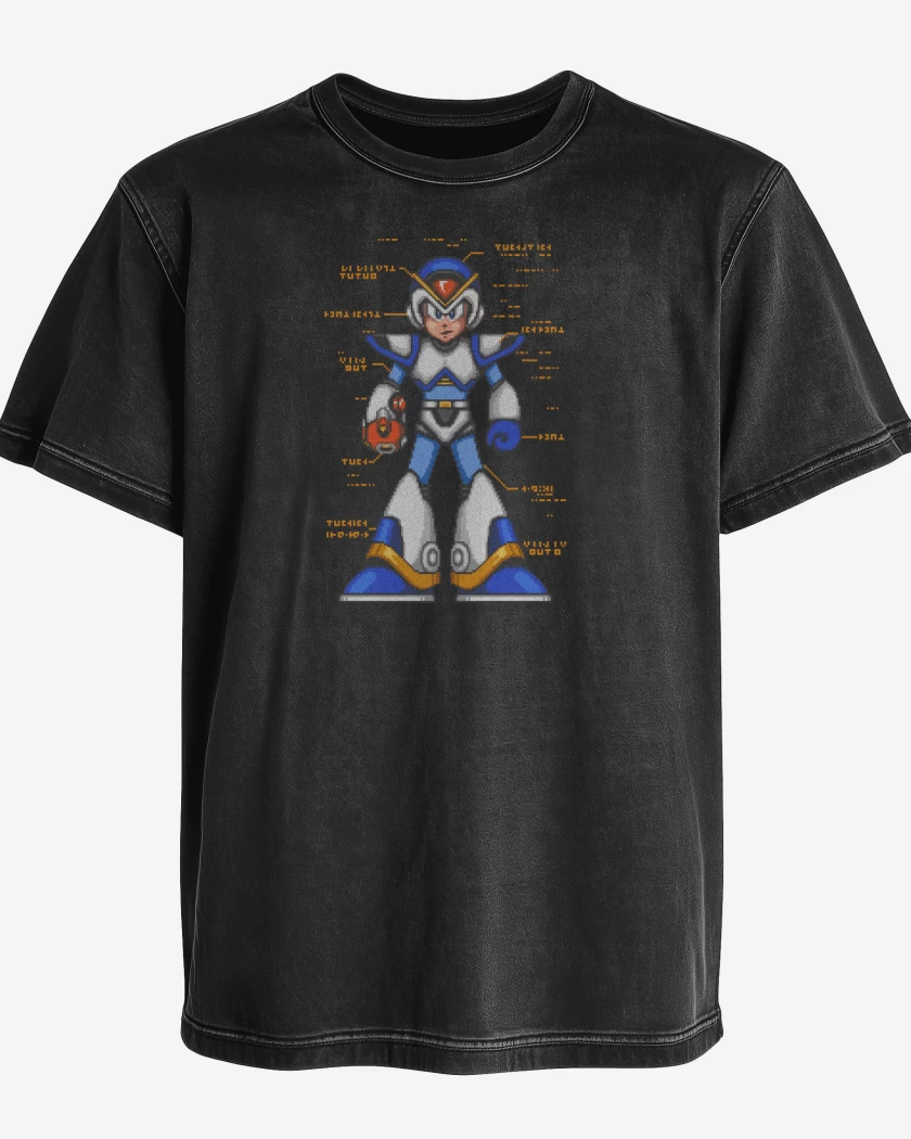 Polera desgastada Megaman x armadura frontal