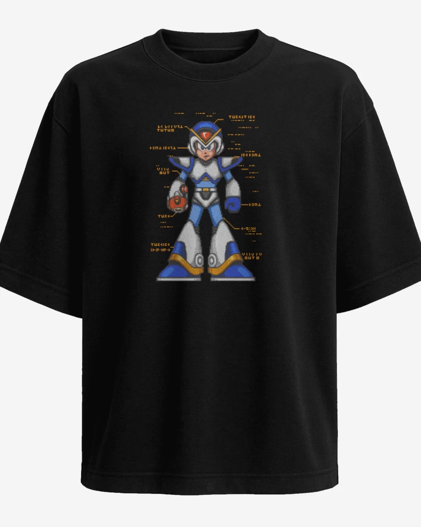 Polera Oversize Megaman x armadura frontal
