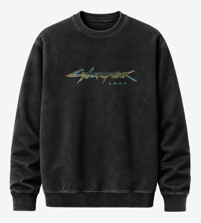 Poleron Polo Acid Wash Negro de Cyberpunk 2077