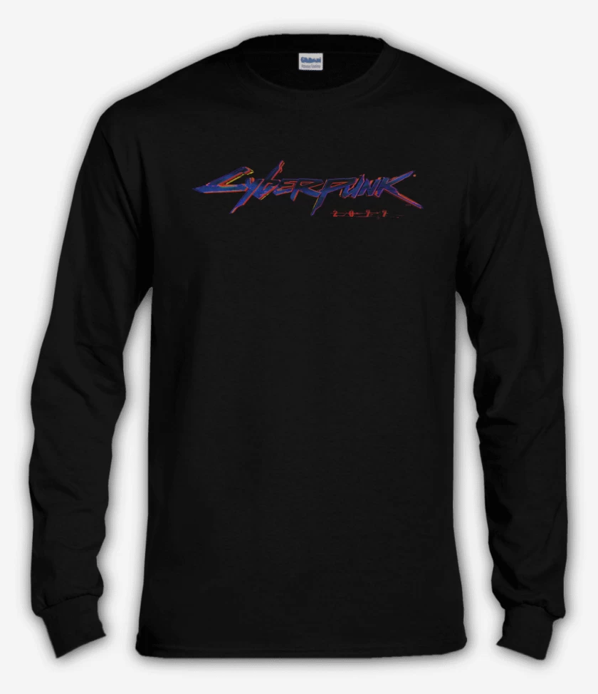 Polera manga larga Negro de cyberpunk 2077 2