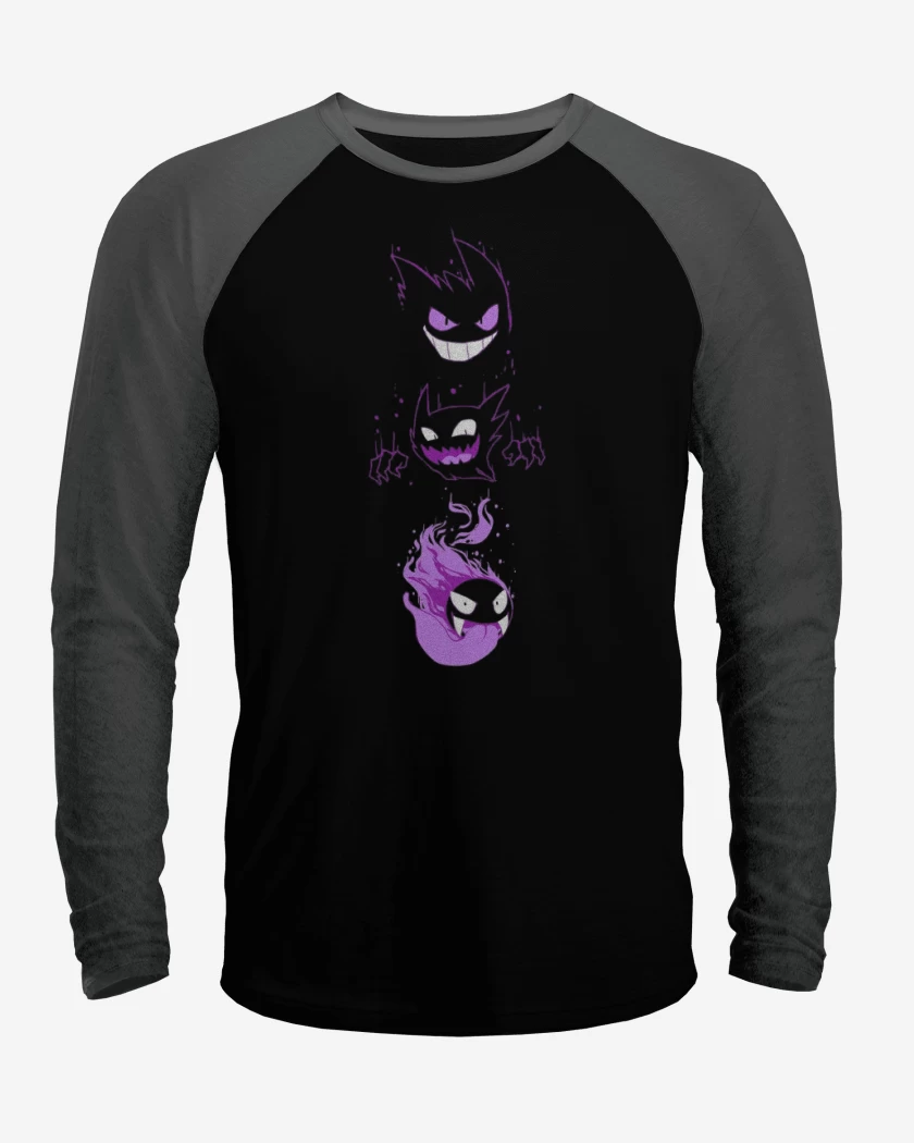 Polera Raglan Negro / Negro Heather de Poke ghost