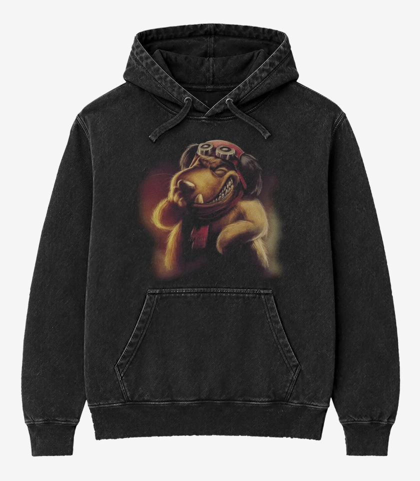 Poleron Canguro Acid Wash Negro de Pattan 8 