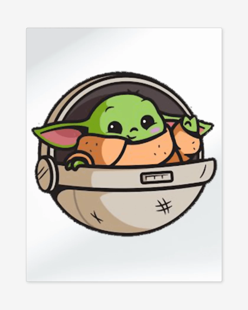 Print metalico Blanco de Baby capsul yoda