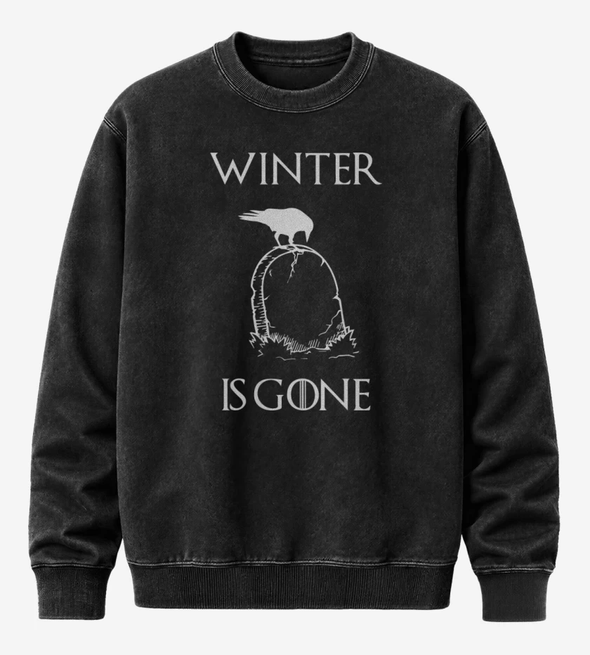Poleron Polo Acid Wash Negro de GOT - Winter is Gone
