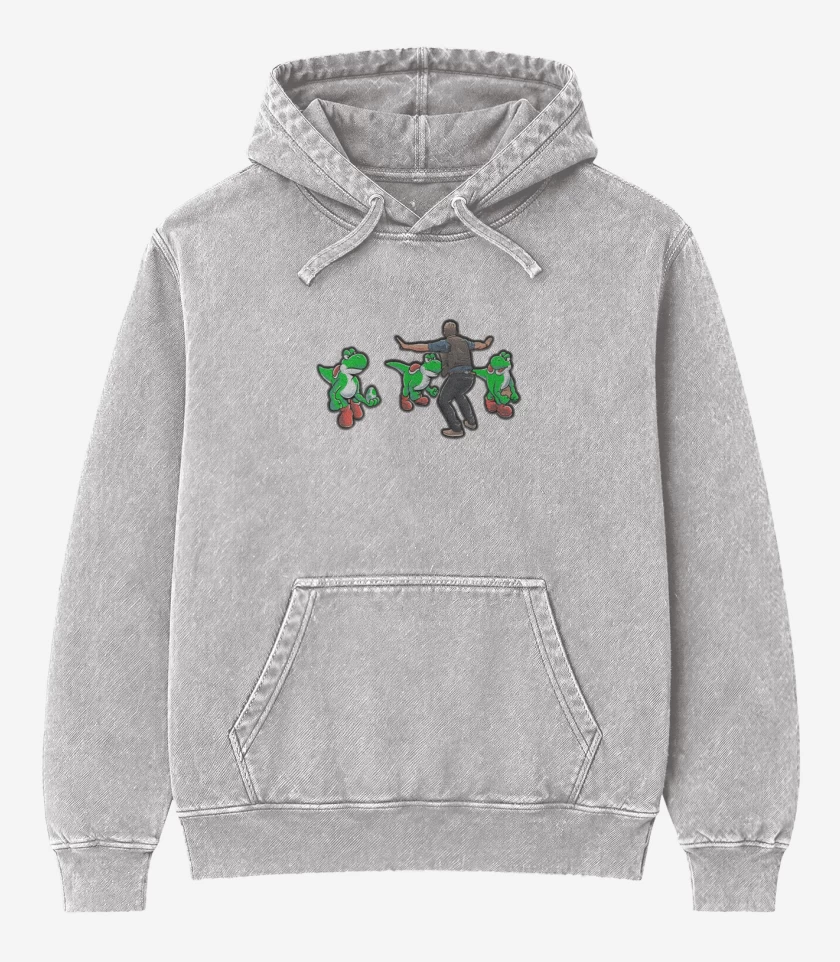 Poleron Canguro Acid Wash Gris Melange de Velociyoshi