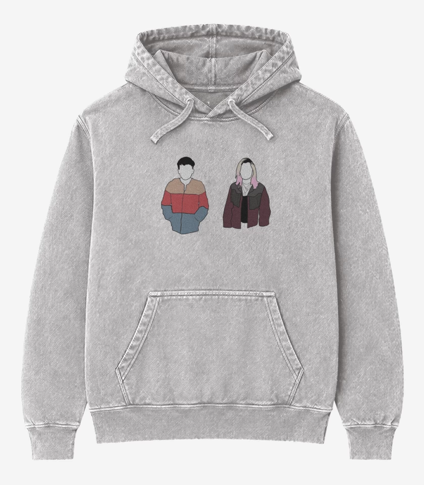 Poleron Canguro Acid Wash Gris Melange de Ed sex 