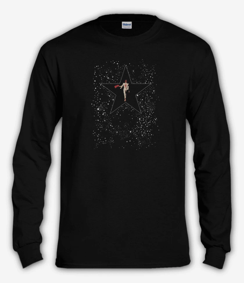 Polera manga larga Negro de Star bowie 