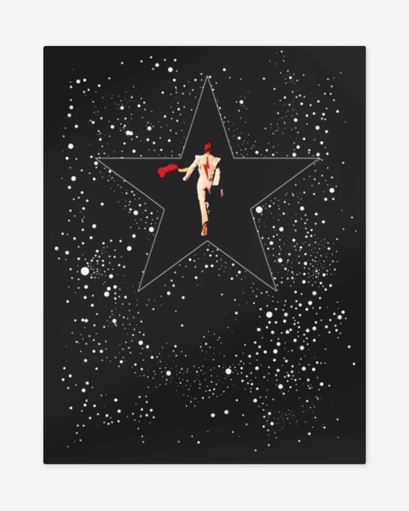 Print metalico Negro de Star bowie 