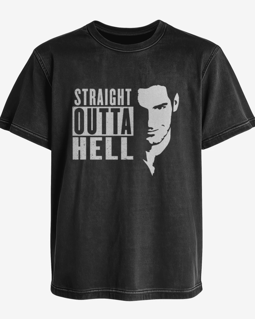Polera desgastada Negro de Lucifer hell