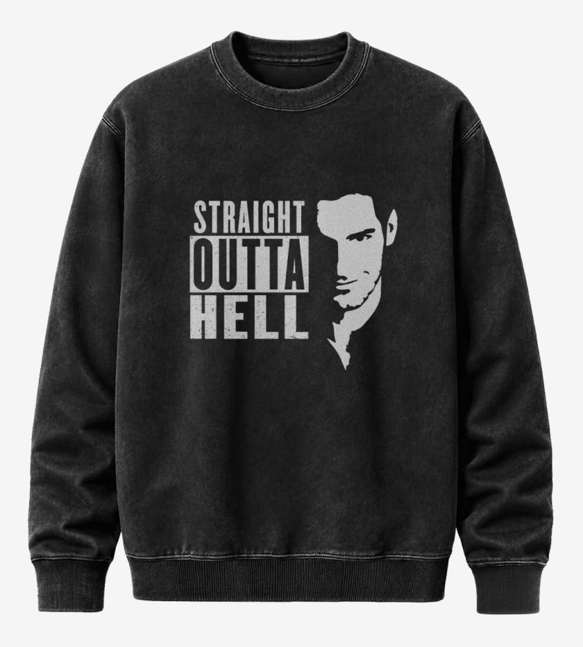 Poleron Polo Acid Wash Negro de Lucifer hell