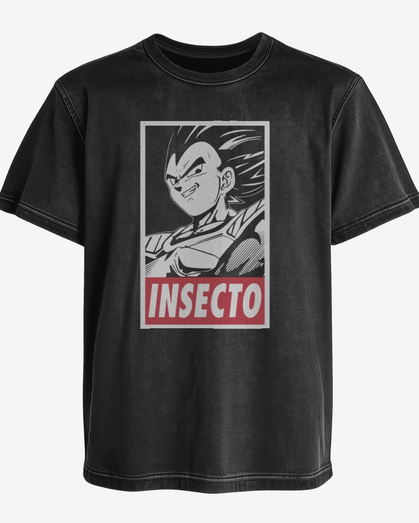 Polera desgastada Negro de Insecto
