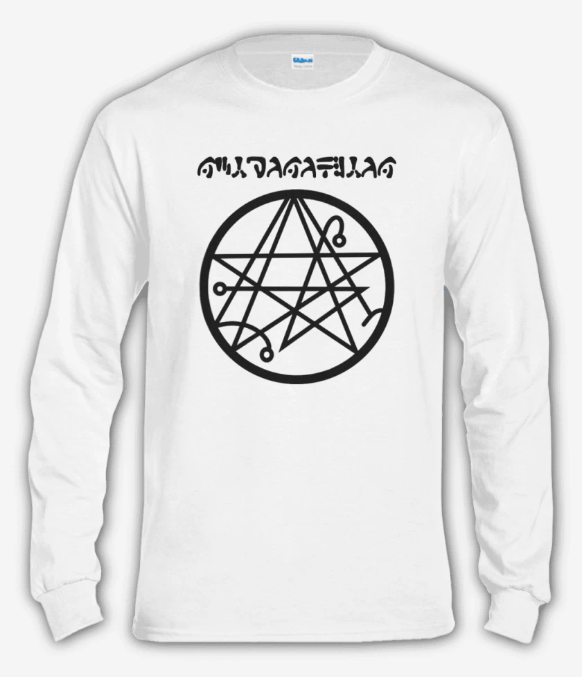 Polera manga larga Blanco de necronomicon II