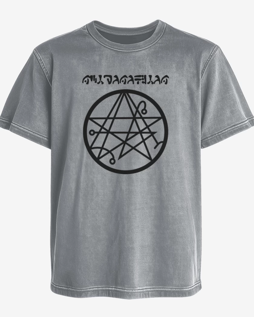 Polera desgastada Gris Melange de necronomicon II