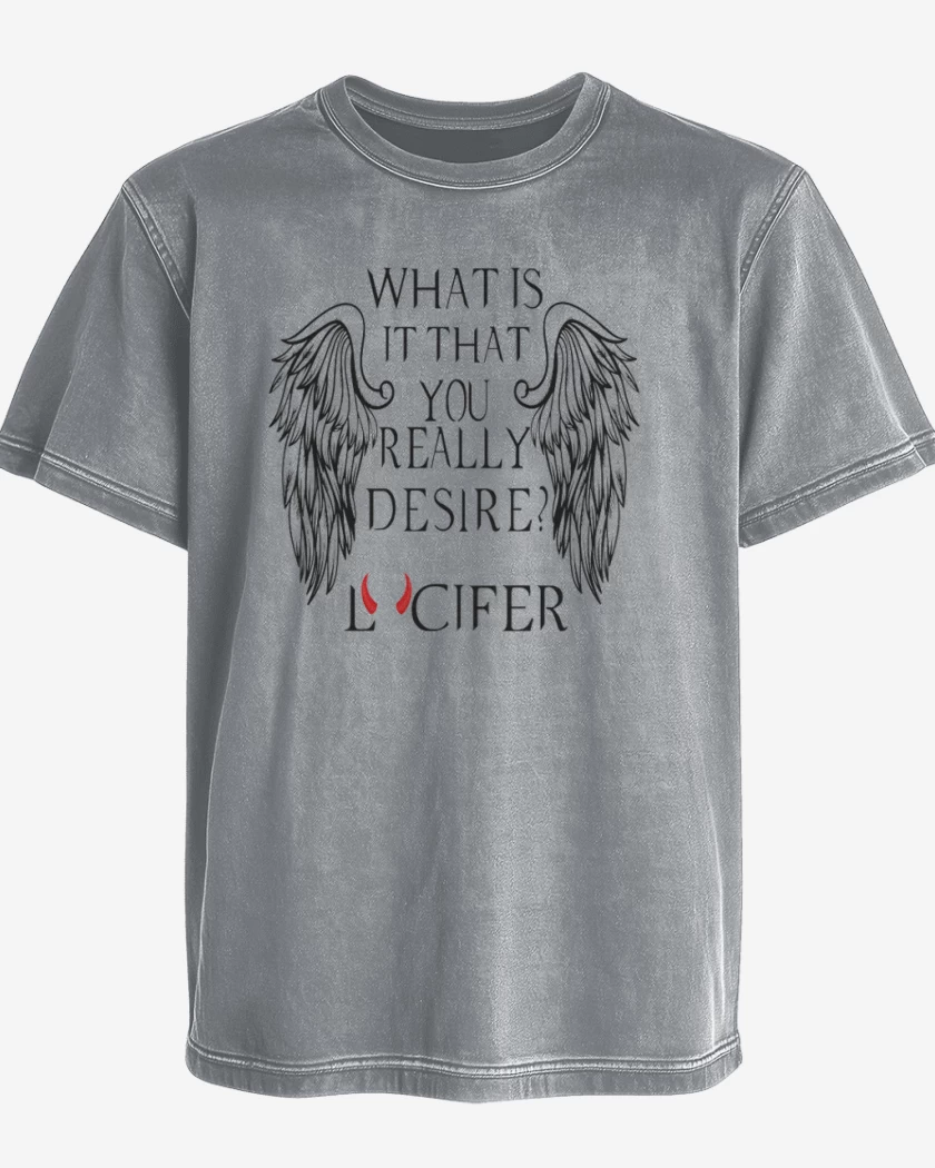 Polera desgastada Gris Melange de lucifer in hell 2