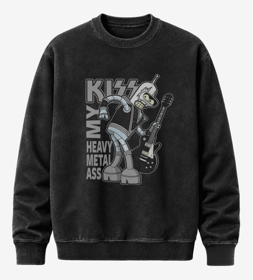 Poleron Polo Acid Wash Negro de Bender kiss