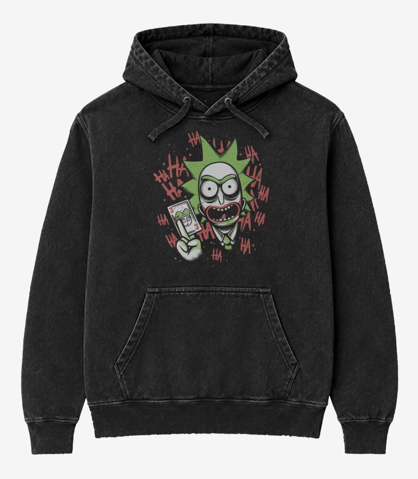 Poleron Canguro Acid Wash Negro de Rickjoker