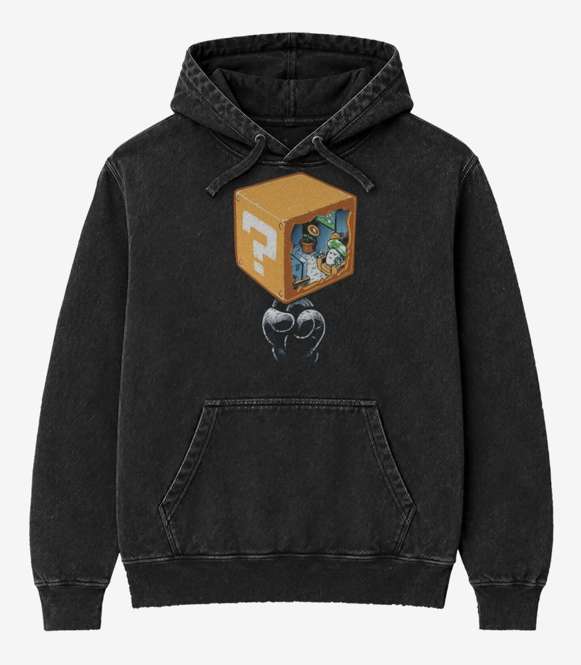 Poleron Canguro Acid Wash Negro de Livehouse