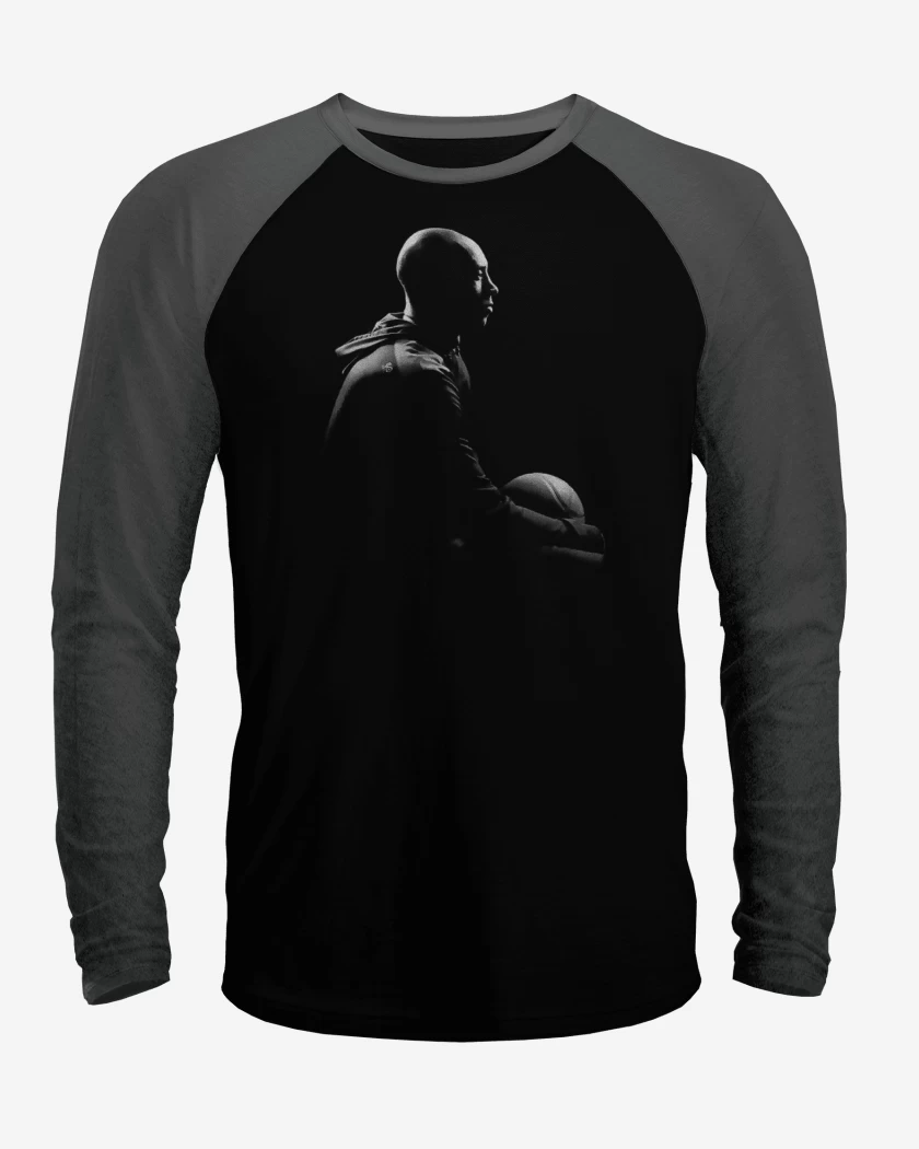 Polera Raglan Negro / Negro Heather de Kobe tela 1 