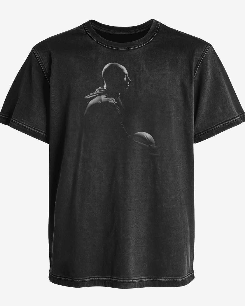 Polera desgastada Negro de Kobe tela 1 