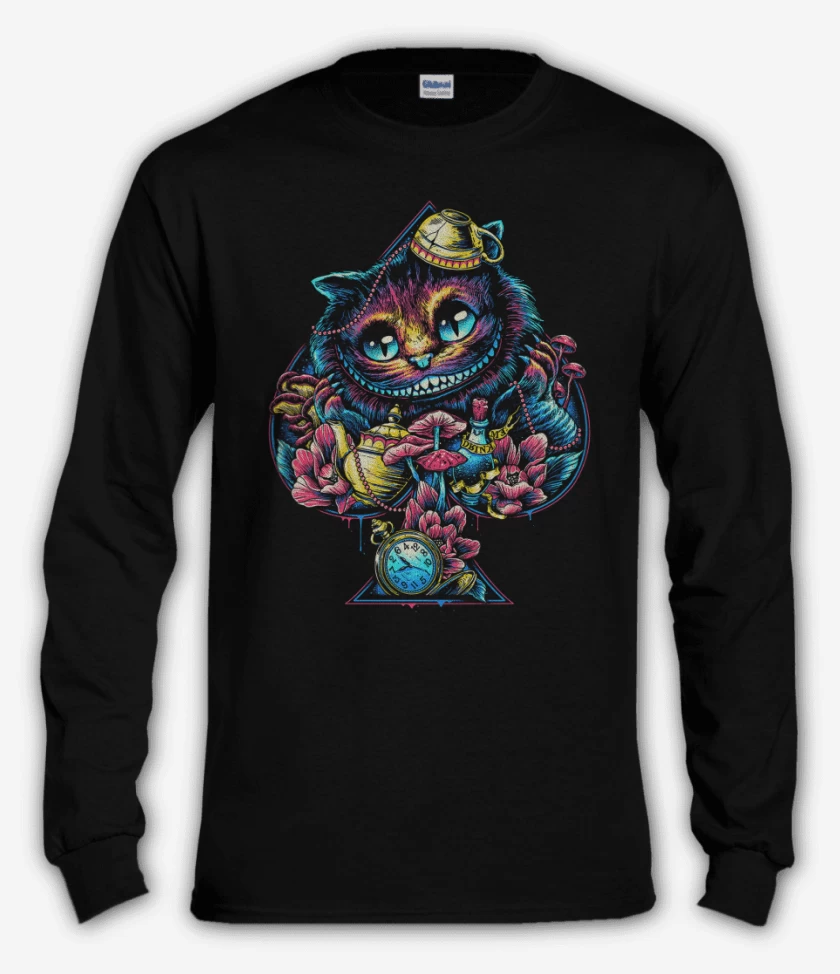 Polera manga larga Negro de Gato de alicia