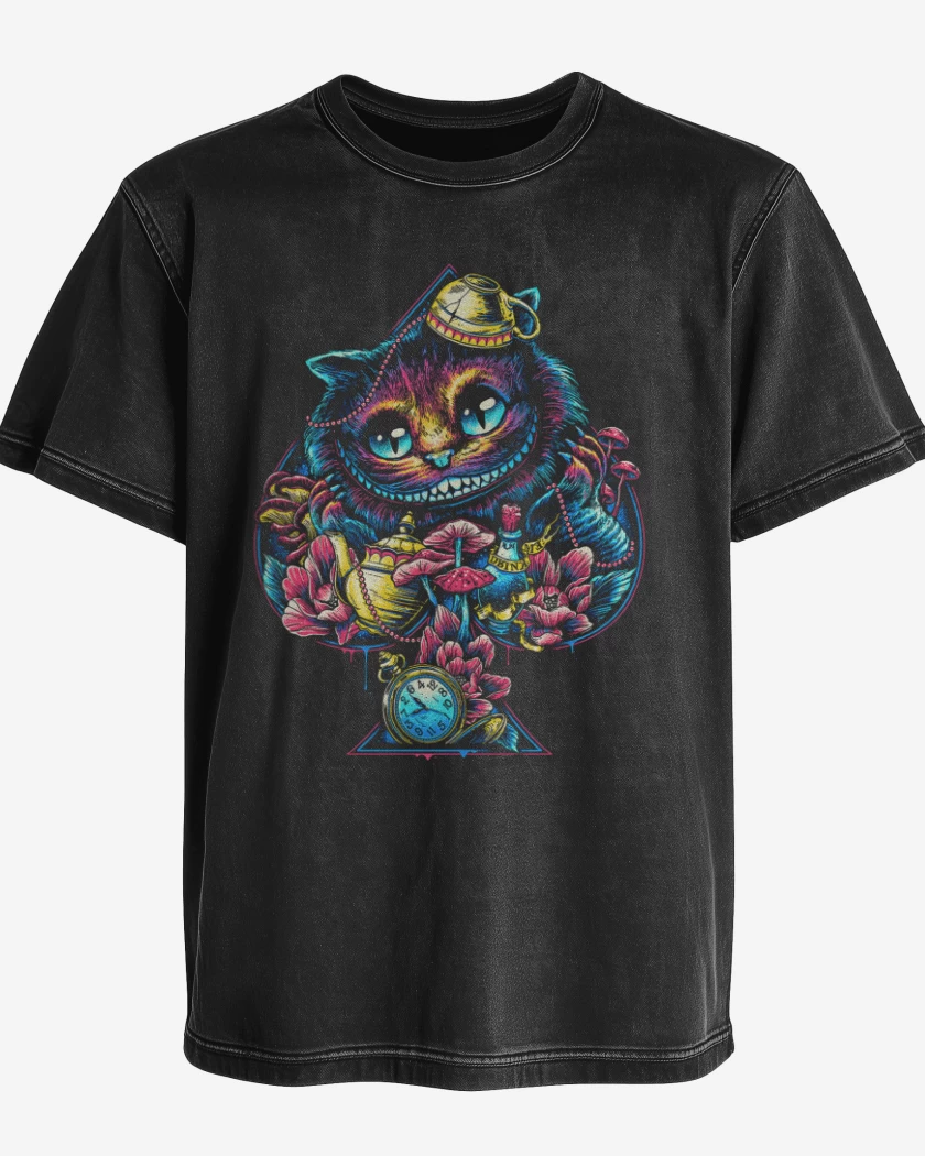 Polera desgastada Negro de Gato de alicia