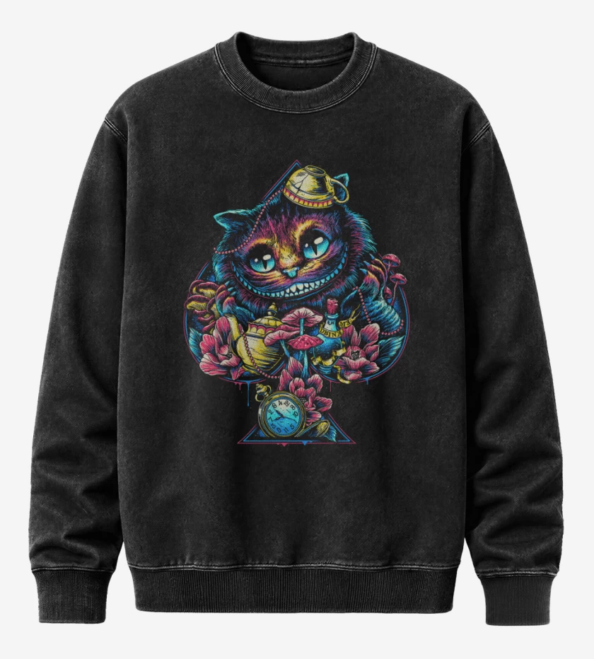 Poleron Polo Acid Wash Negro de Gato de alicia