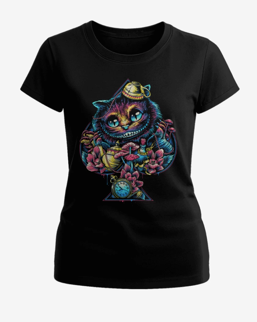 Polera de Mujer Negro de Gato de alicia